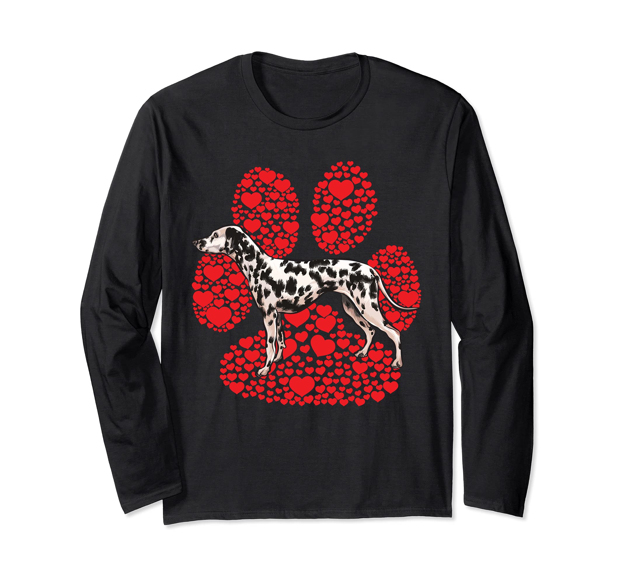 Dalmatian Valentines Day Dog Love Paw Long Sleeve T-Shirt