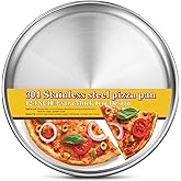 Yuiicaov Stainless Steel Pizza Pan 12 inch, Pizza Pan for Oven, Steel Pizza Tray, Thick Round Pizza Plate Pizza Baking Sheet, Easy Clean & Dishwasher Safe, Set of 1