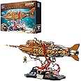 PANTASY Steampunk Nautilus Submarine Building Set, Modular 3-Section Design with Gear-Linked Propeller, Mini Boat & Undersea 
