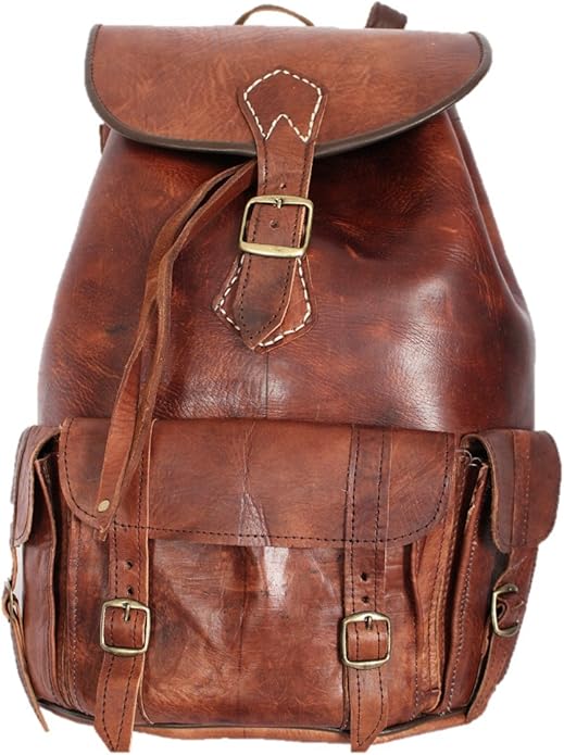 080 Real Leather Vintage Style Rucksack Backpack Bag Amazon.co.uk