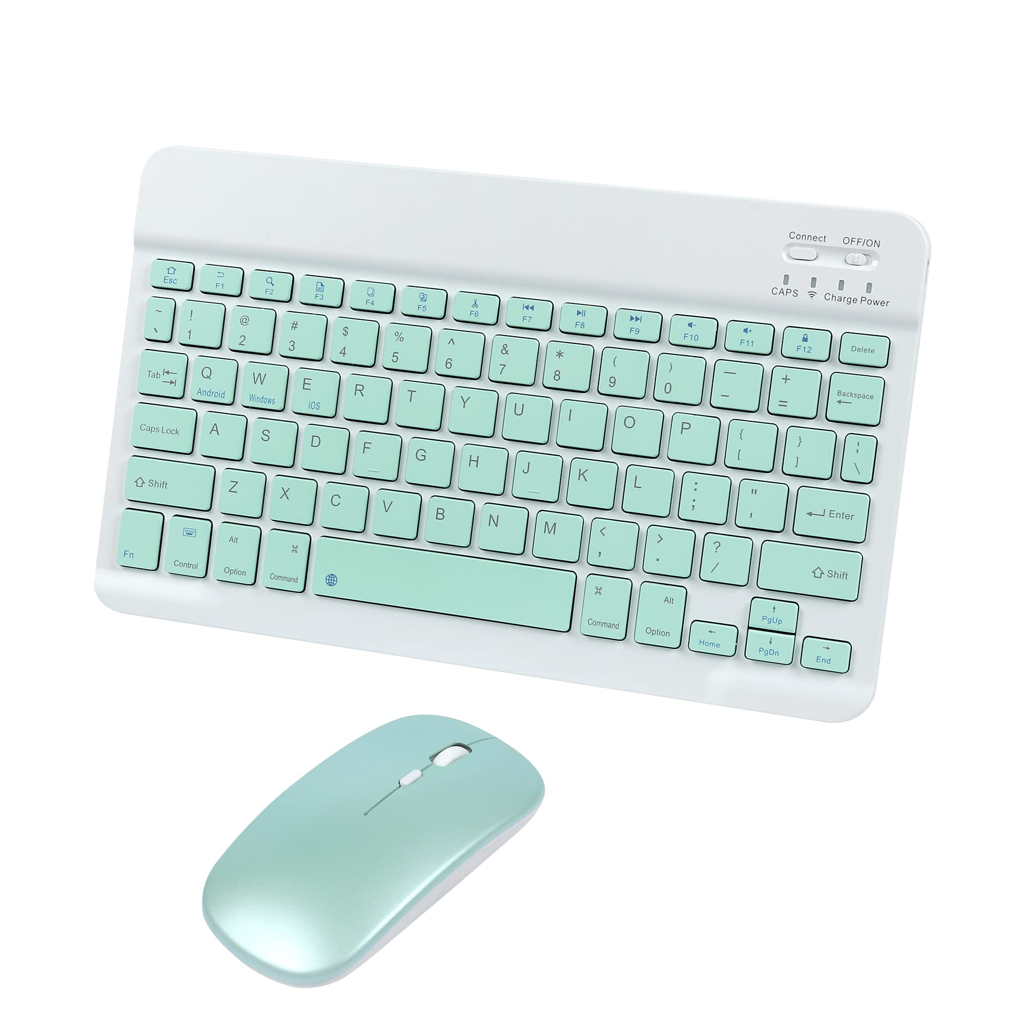 Photo 1 of Bluetooth Wireless Keyboard and Mouse Combo,Ultra-Slim Ergonomic Small Rechargeable Bluetooth Keyboard Mouse Set for Apple iPad iPhone Samsung Tablet Phone Android PC Computer Mac Smartphone(Green)