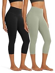 ODODOS 2-Pack Buttery Soft Lounge Yoga Capris for