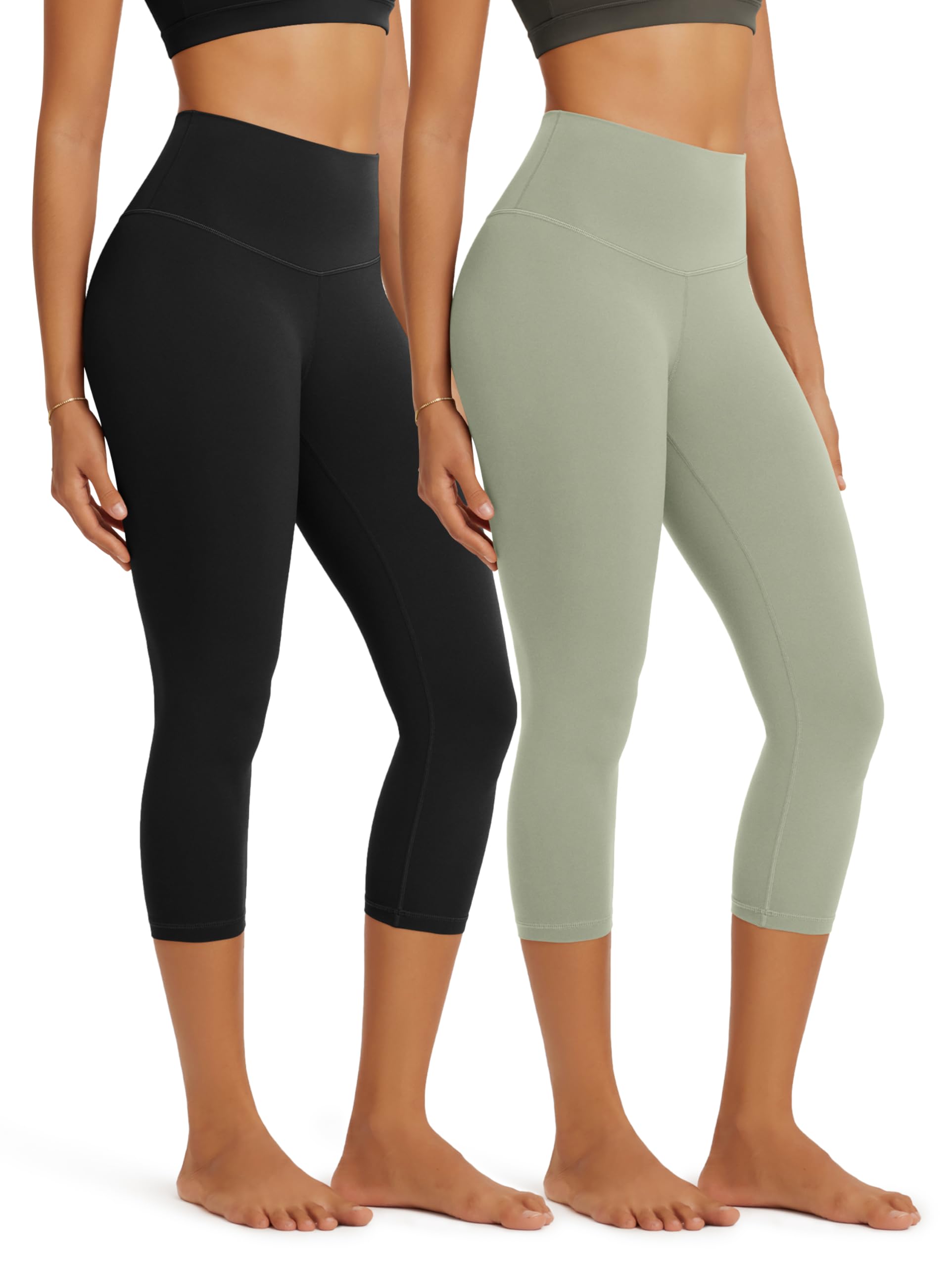 ODODOS 2-Pack Buttery Soft Lounge Yoga Capris for