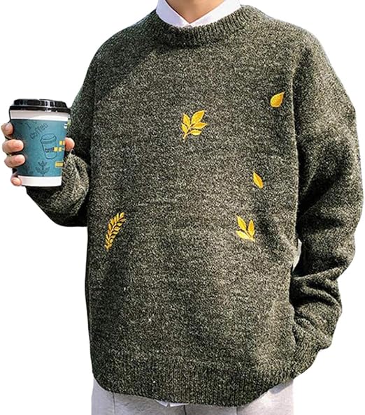 Amazon Piite ニットセーター メンズ ファッション ケーブルニット トップス 花柄セーター 柔らかい プルオーバー ニットセーター 上品 シンプル 原宿系 カットソー 防寒 保温 暖かい セーター 通販