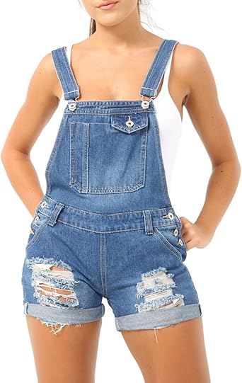 denim ripped dungarees