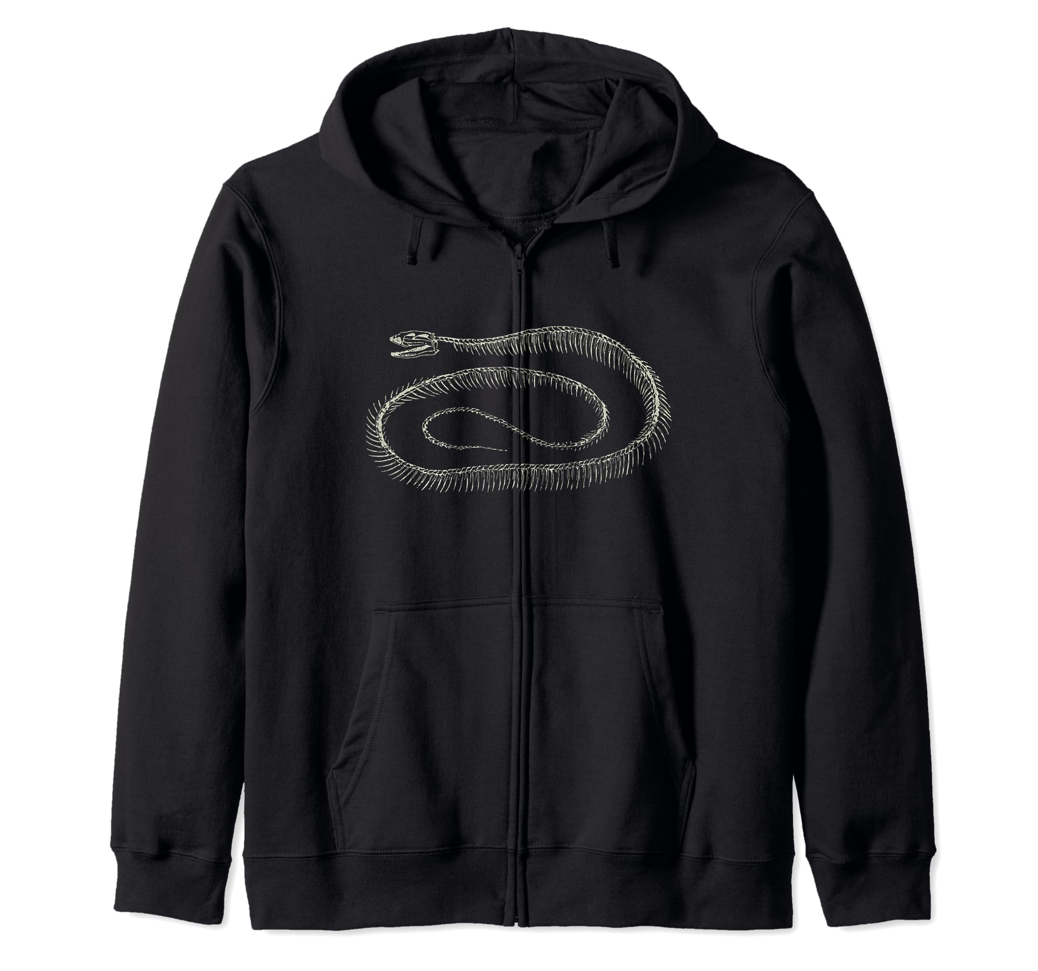 Snake Skeleton reptile serpent illustration distressed Zip Hoodie