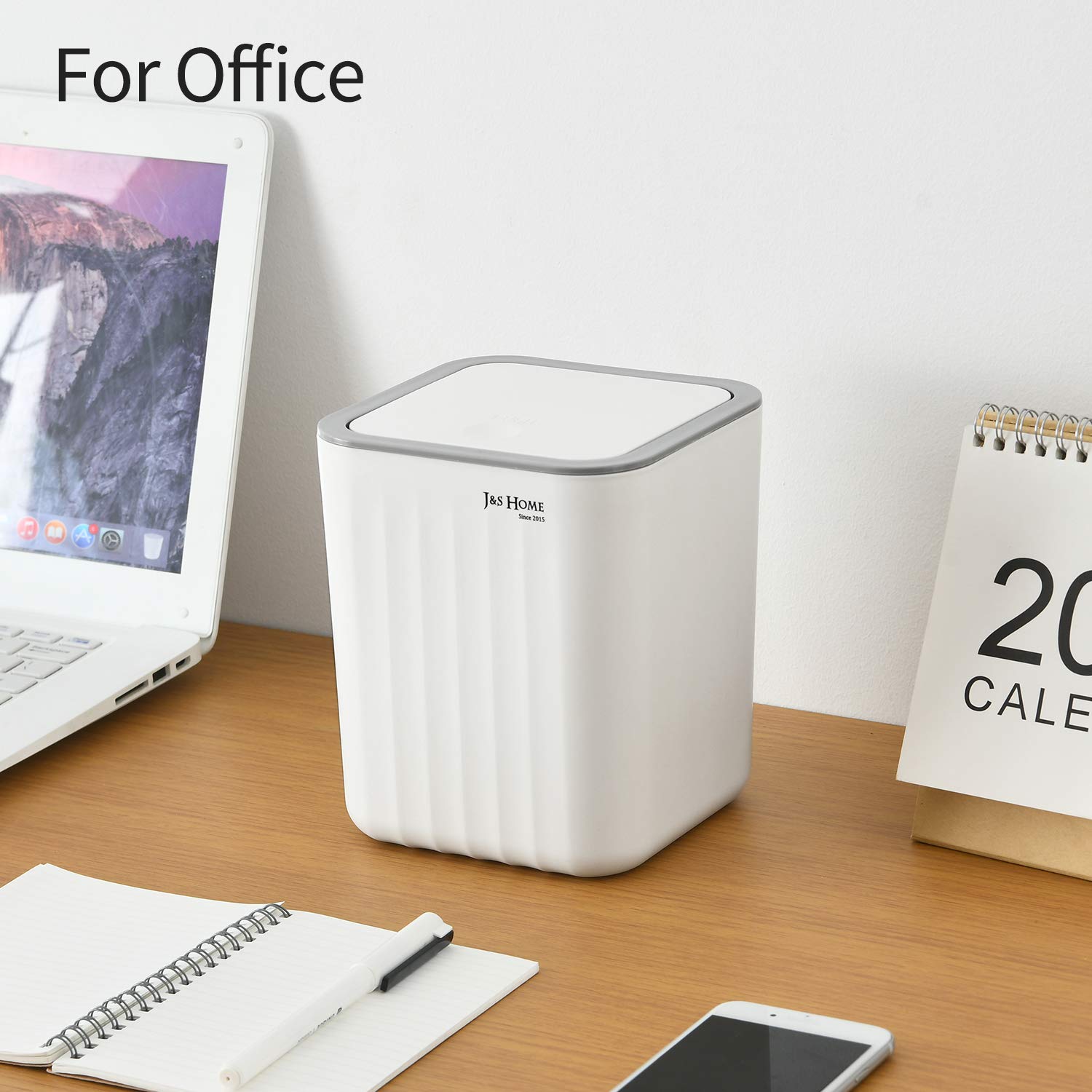 0.6 Gal Mini Desktop Trash Can with Lid, Small Square Countertop Garbage Bin, Plastic Tiny Tabletop Wastebasket for Office/Kitchen/Coffee Table, White: Industrial & Scientific