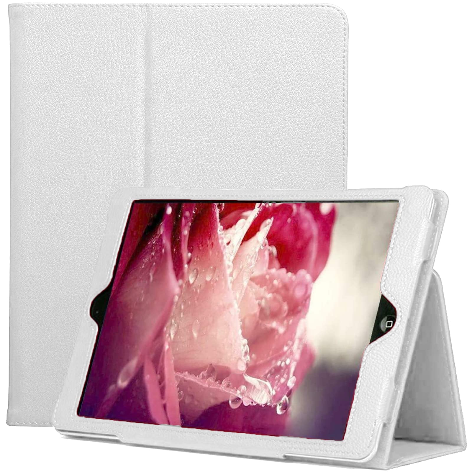 PU Leather Stand Case for iPad Air 1/2 9.7 2017/18 5th/6th Generation Folio Cover (White)