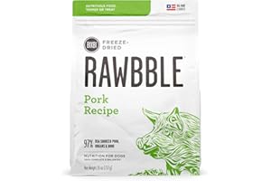 BIXBI Rawbble Freeze Dried Dog Food, Pork Recipe, 26 Oz - 97% Meat And Organs, No Fillers - Pantry-Friendly Raw Dog Food For Meal, Treat Or Food Topper - USA Made In Small Batches