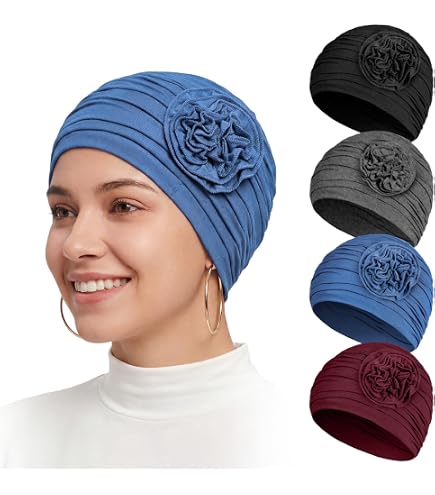 Cmonie 9-12 Pcs Solid Women Chemo Hat Stretchy Turban Beanie  display picture 2