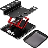 RC Stand Aluminum Height Adjustable w/Screw Tray for 1/8 1/10 1/12 RC Car | RC Car Work Stand Lift Lower with Anti-Slip Dual Scale Base &amp; Tool Holder Plate for 1/8 1/10 1/12 RC Cars Crawler, Black