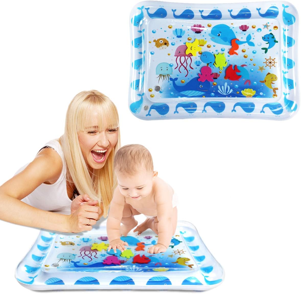 SUNSHINEMALL Tummy Time Baby Water Play Mat Infants & Toddlers, Inflatable Play Mat