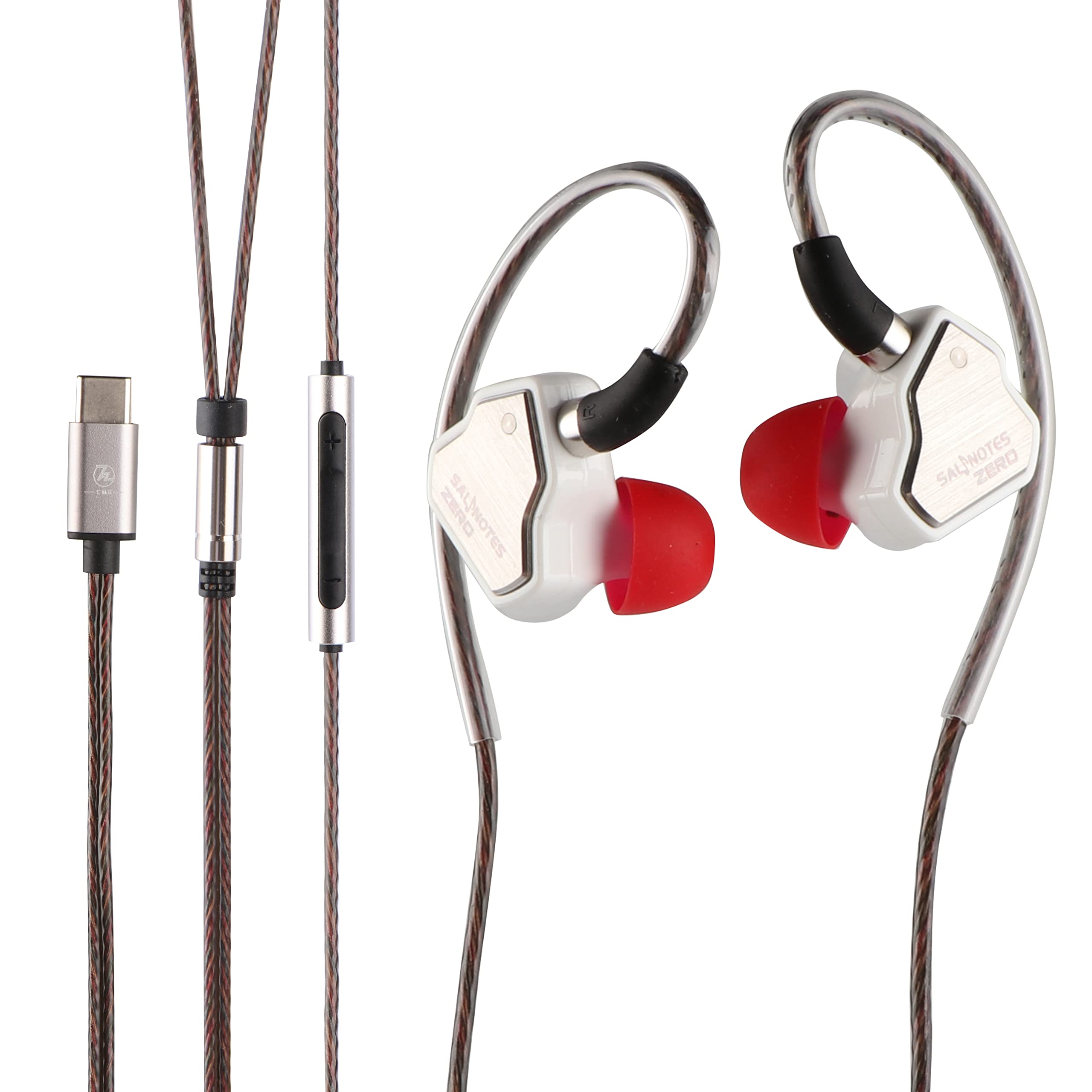 Photo 1 of Linsoul 7Hz Salnotes Zero HiFi 10mm Dynamic Driver in-Ear Earphone IEM with Metal Composite Diaphragm Stainless Steel Faceplate Detachable 2Pin OFC Cable (White, with Mic, Type C)