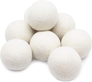 EcoJeannie (WB0008-8 Pk) Wool Dryer Balls - Premium XL Organic Eco-Friendly Natural Unscented Non-Toxic Felt Laundry Balls, Anti-Static, Chemical Free, Fabric Softener, 100% Natural New Zealand Wool