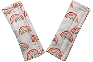 CULCLENDY Baby Car Seat Neck Cover, Car Seat Strap Cover, Seat Belt Cushions Pads, Shoulder Strap Protectors, Reversible Pram Harness Covers in Minky Floral, Baby Neck Pad Protector, Rainbow