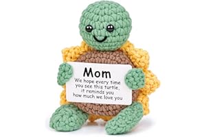 Glydein Gifts for Mom Birthday from Daughter Son, Handmade Crochet Turtle with Sunflower Shell, Best Mom Ever Gifts for Mothers Day Birthday Christmas, Positive Thank You Present Decoration
