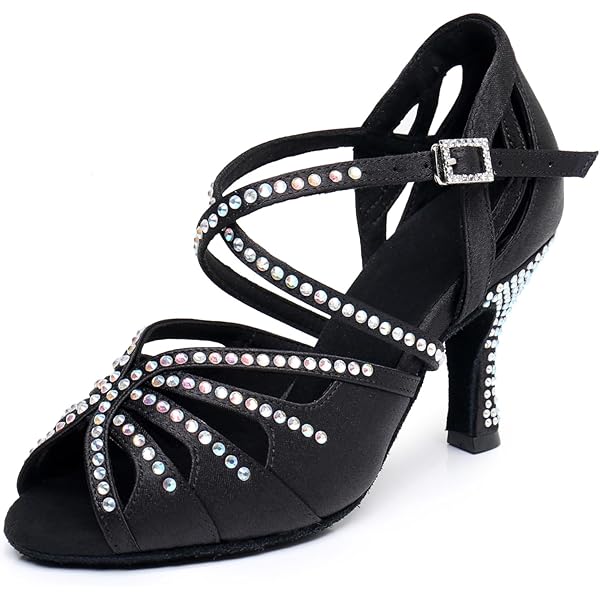 MSMAX Women's Latin Dance Shoes - 2.2 Inch Glitter Heel Party Dancing Sandals