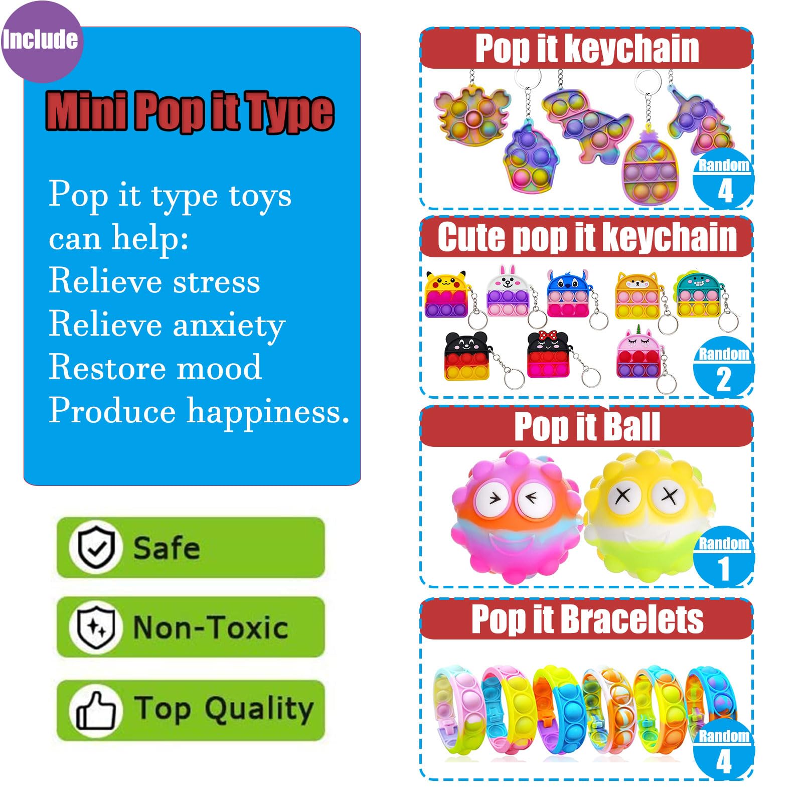 109 PCS Premium Party Favors Toys for Kids,Assortment Mini Pop Fidget it Toys for All Ages Kids,Classroom Prizes,Treasure Chest, Prize Box Toys, Goody Bag Fillers,Carnival Prizes for Boys Girls 4-10