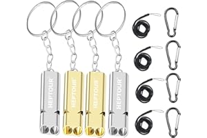 Heptour Emergency Whistles,Premium Safety Survival Whistle with Lanyard Keychain,High Pitch Double Tubes Coyote Whistle for Outdoor Hiking Camping Hunting Boating Rescue Signal Whistle Lifeguard
