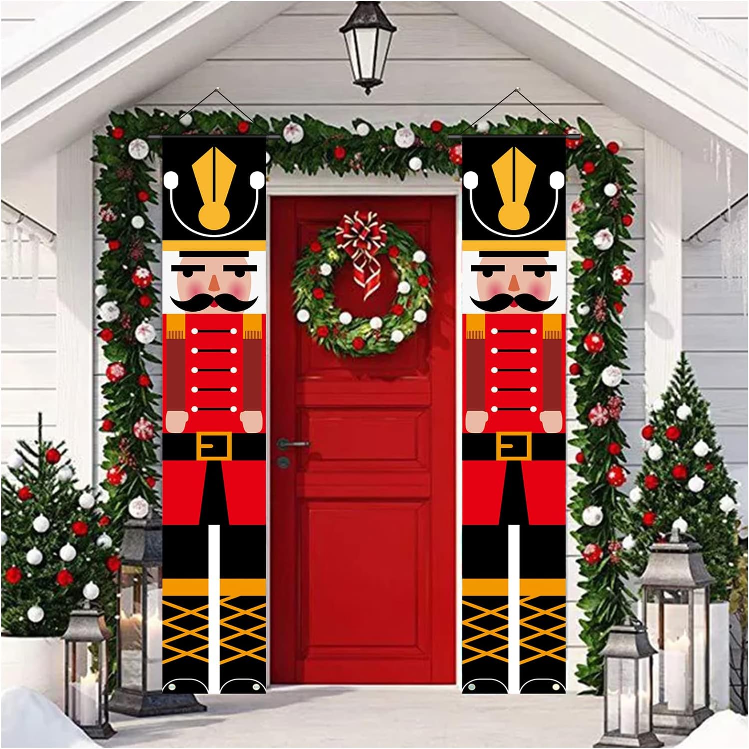 Nutcrackers - CODACE 70.8 Inch Nutcracker Christmas Decorations, Outdoor Indoor Xmas Banners Hanging Sign for Home Front Door Porch Wall