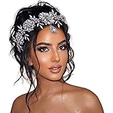 TRiXY Silver Rhinestone Wedding Tiara，Headpiece Forehead Tiara Jewelry Head Chain, Crystal Headpiece Bridal Hair Accessories for Bride Women and Girls(Silver), One Size