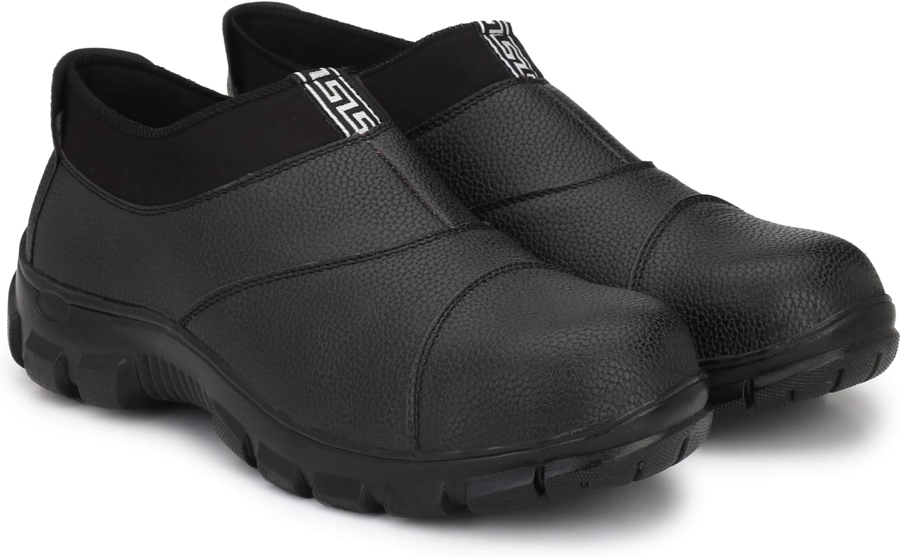 Udenchi UD840BLACK8 Industrial Safety Shoes With Steel Toe Slip On Without Lace | Size - 8 UK, Black