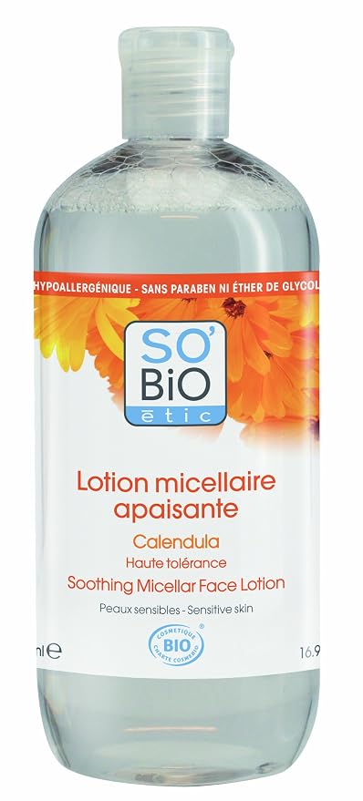 Sobio étic Lotion Micellaire Apaisante Calendula Bio Pour Peaux Sensibles 500 Ml Lot De 2