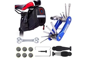 YBEKI 10-in-1 Bike Repair Kit with, 3-in-1 Tire Levers, Glueless Patches, Multifunctional Bone Wrench & Waterproof Saddle Bag | Compact Bicycle Multi-Tool Kit for Emergency Roadside Repairs