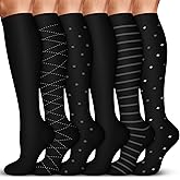 Acture 6 Pack Compression Socks for Women and Men - Knee High for Medical, Running, Nurses, Travel