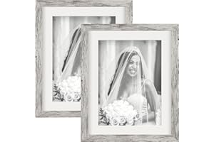 TOFOREVO Picture Frames 8x10 Set of 2 Distressed White Wood Grain Photo Frame for Gallery Wall Mounting or Tabletop Display