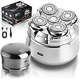 Head Shavers for Bald Men, Electric Shavers Razor, Rechargeable Bald Head Razor, 360°Close Shave for Men, 5D Magnetic Bald Head shavers Waterproof Mens Head Shaver for Wet/Dry Use (Silver)