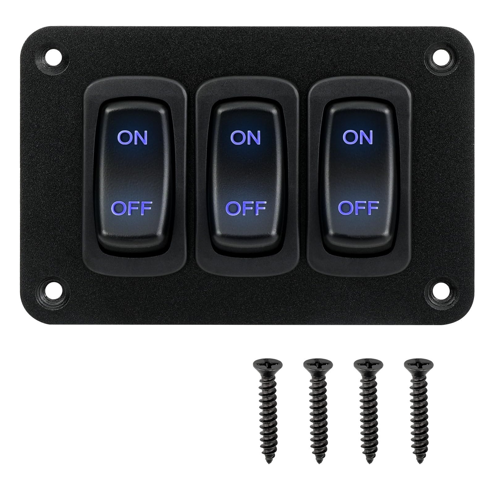 Photo 1 of ULITECO Rocker Switch Panel, 3 Gang Toggle Switch Panel 12V, Wateroproof 5Pins Boat On-Off Switch, Automotive Replacement Toggle Switches, Marine Light Switch for Marine Boats ATVs Trailers 1PCS