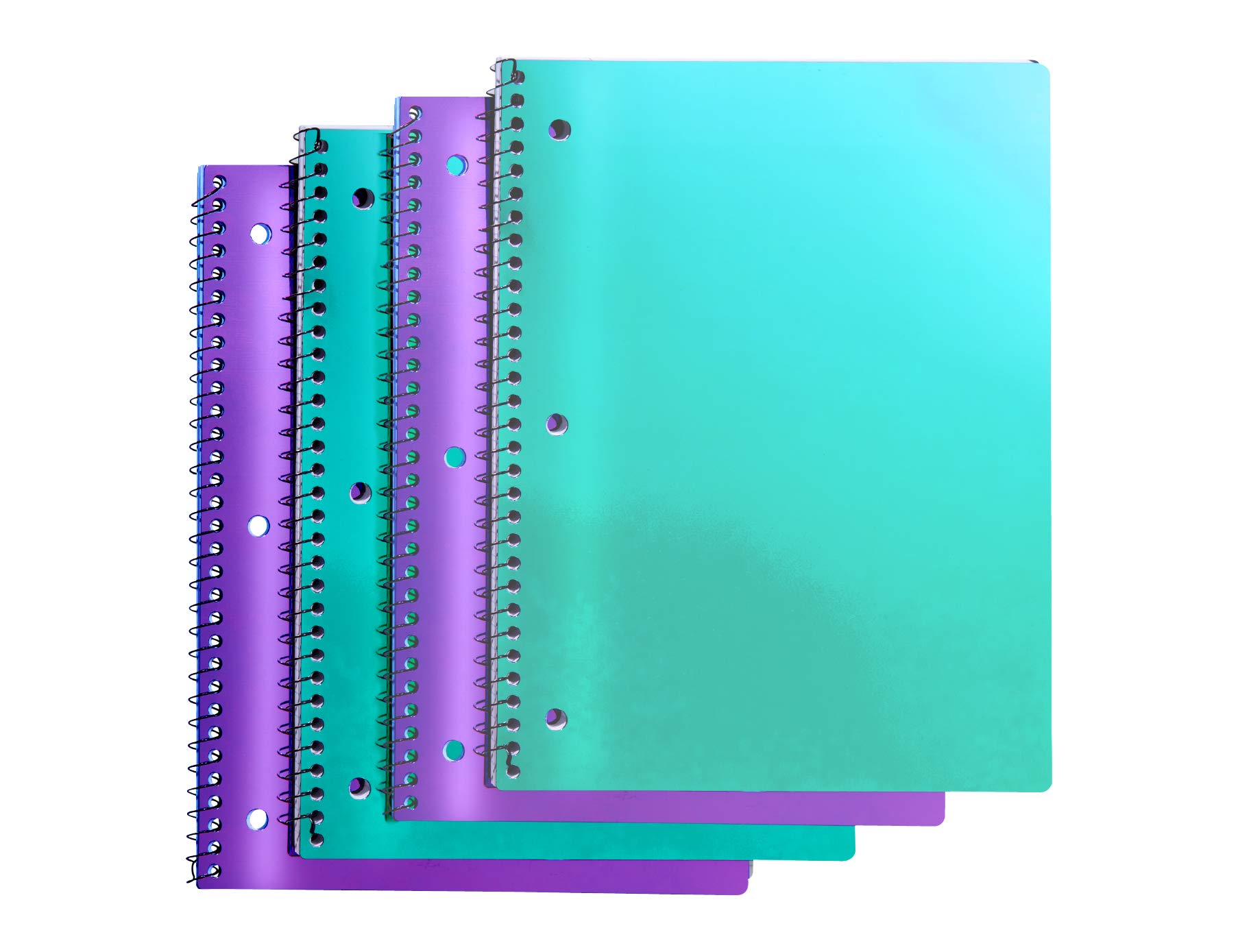 It's Academic College-Ruled Spiral Notebook, 1-Subject, 80 Sheet, Metallic Purple and Teal, 4 Pack (21107-4PK)