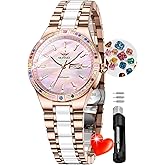 OUPINKE Women Automatic Watches Colorful Diamond Elegant Luxury Dress Ladies Rose Gold Mechanical Sapphire Crystal Wrist Watch