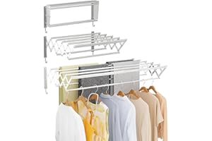 UBCOZY | XXL-39.4'' Clothes Drying Rack Wall Mounted with Hooks - Extendable, Foldable & Removable Laundry Drying Rack, 110lb
