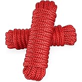 AOLEBA Boat Dock Lines 3/8'' x 15' Dock Line for Boats, Double Braided Nylon Boat Rope, Boat Lines for Docking with Loop, Mooring Lines Marine Rope Set - 2 Pack (Red)