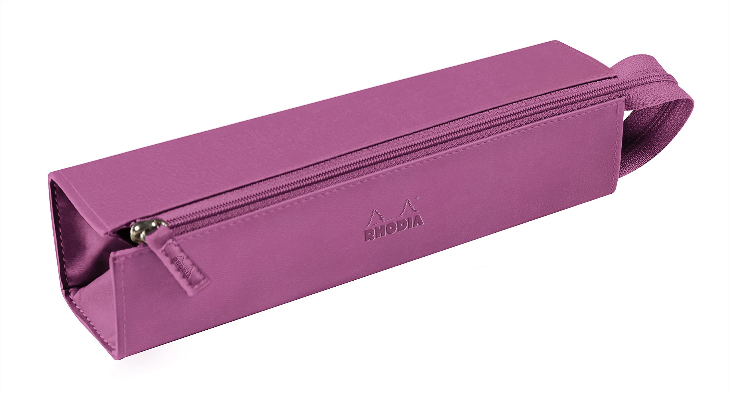 RHODIA 319021C - Pencil case Rhodiarama Lilac - 23x5x5 cm - Flat opening for use as a pencil case - Faux leather - Storage for pens, pencils, markers, small supplies