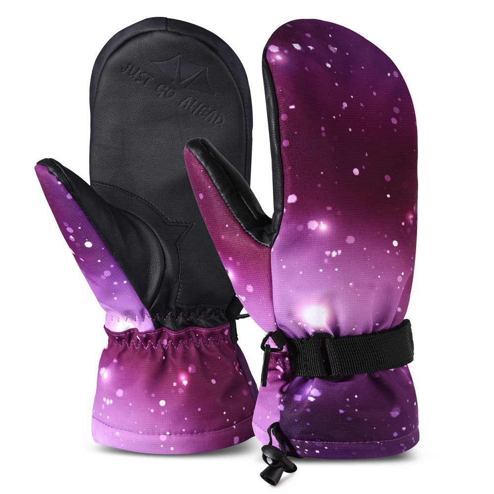 Vbiger Ski Gloves Cycling Mittens Waterproof Winter Warm Gloves (Star Pattern, L)