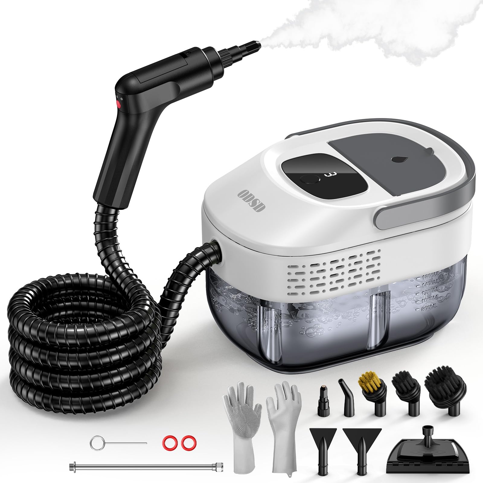 Photo 1 of ************MISSING SOME ACCESSORIES*************
ODSD Steam Cleaner for Home & Car, 3-Level Adjustable Steamer for Cleaning, 15s Heat-Up & 1.6L Large Tank, Handheld Steam Cleaner for Car Detailing, Home, Tile, Grout, Furniture with 15pcs Accessories