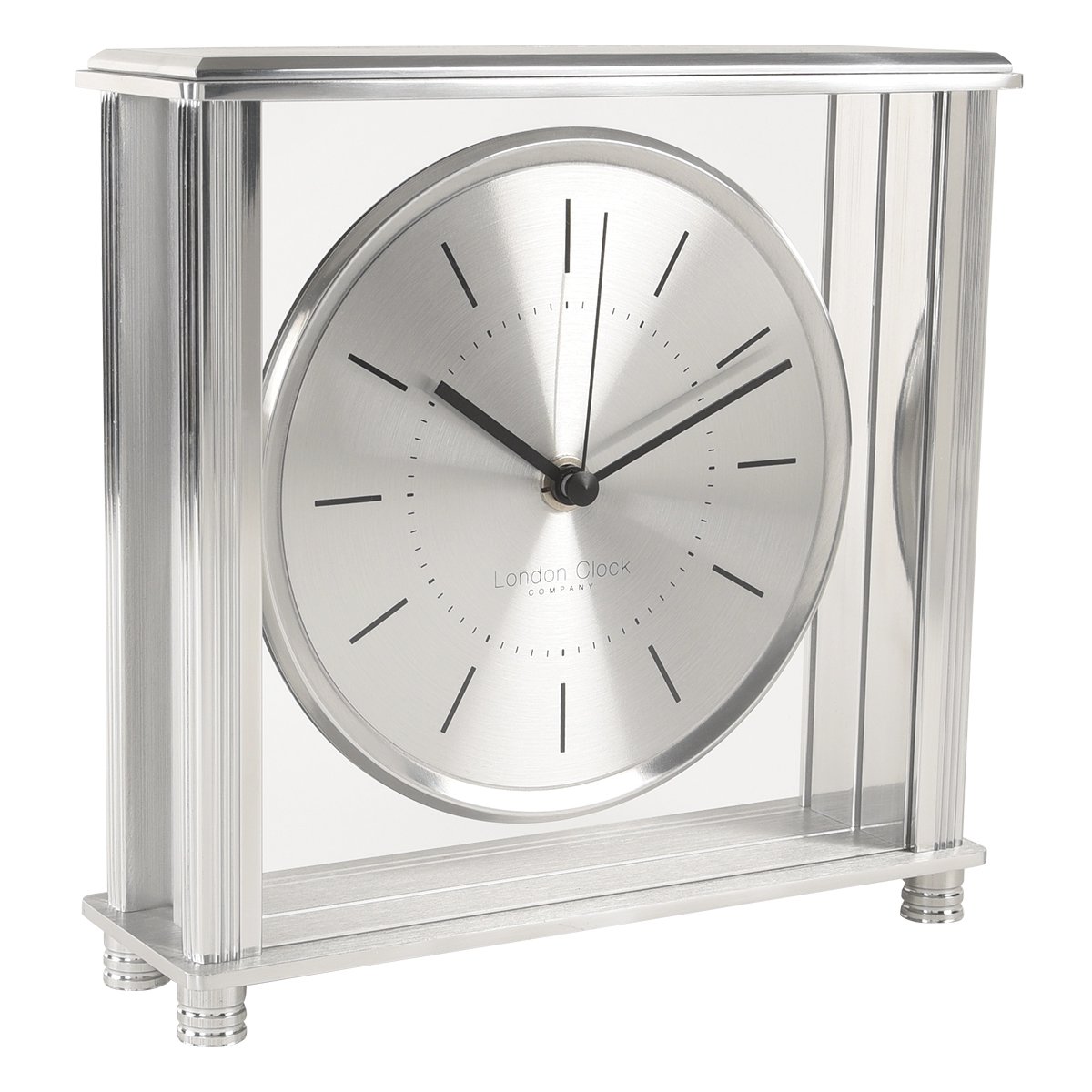 London Clock Square Silver Large Mantel Clock, 20 x 20 x 6cm