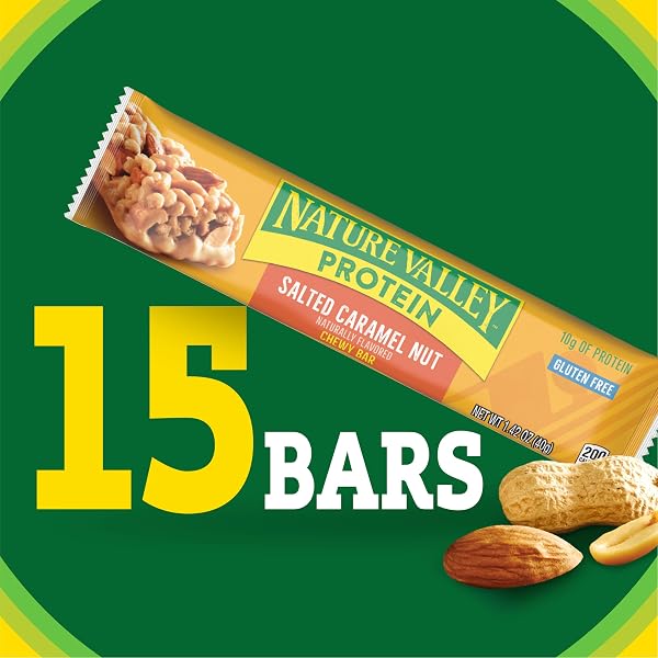 NATURE VALLEY PROTEIN CHEWY SNACK BARS, SALTED CARAMEL NUT, 15 BARS, 21.3 OZ