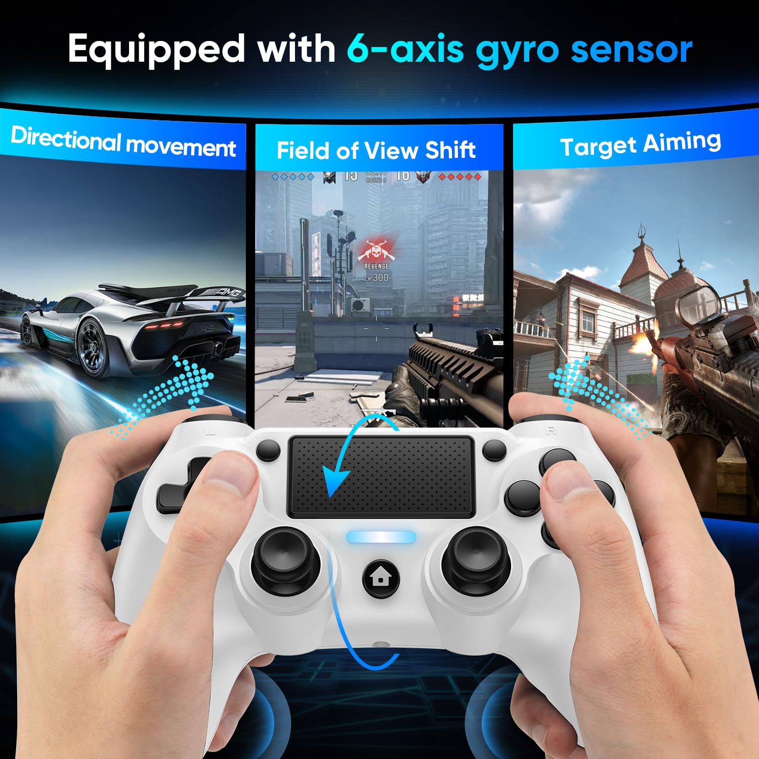 Matbip 2 Pack wireless controller for P4, wireless P4 controller with dual vibration, Turbo, type-c port (Black and White) Radio
