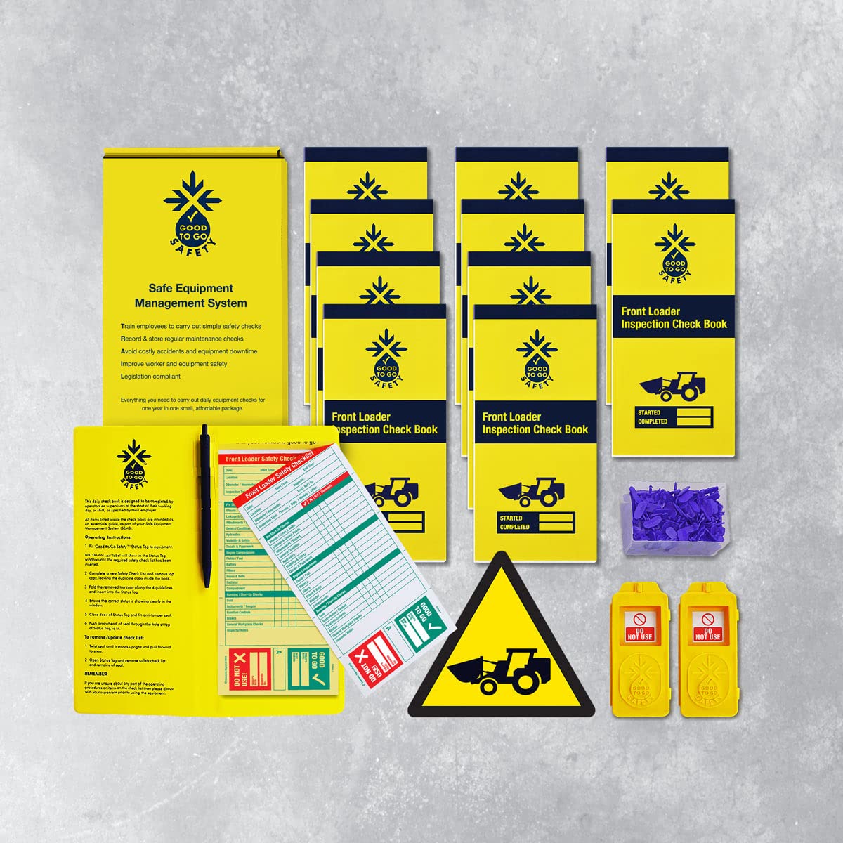 Good To Go Safety Front Loader Daily Kit (2 tags, 300 seals, 11 check books - 275 checklists, & 1 wallet with pen)