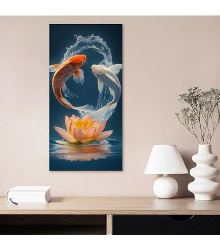 Amazon.com: HPUXSYIO Lucky Gold Nine Koi Fish Animal Painting Wall