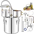 Giantex 5 Gal Alcohol Still, 3 Pots Stainless Steel Water, Alcohol, Oil Distiller Kit with Built-in Thermometer, Copper Tubes, Multifunctional Wine Making Boiler Kit for Whiskey, Brandy