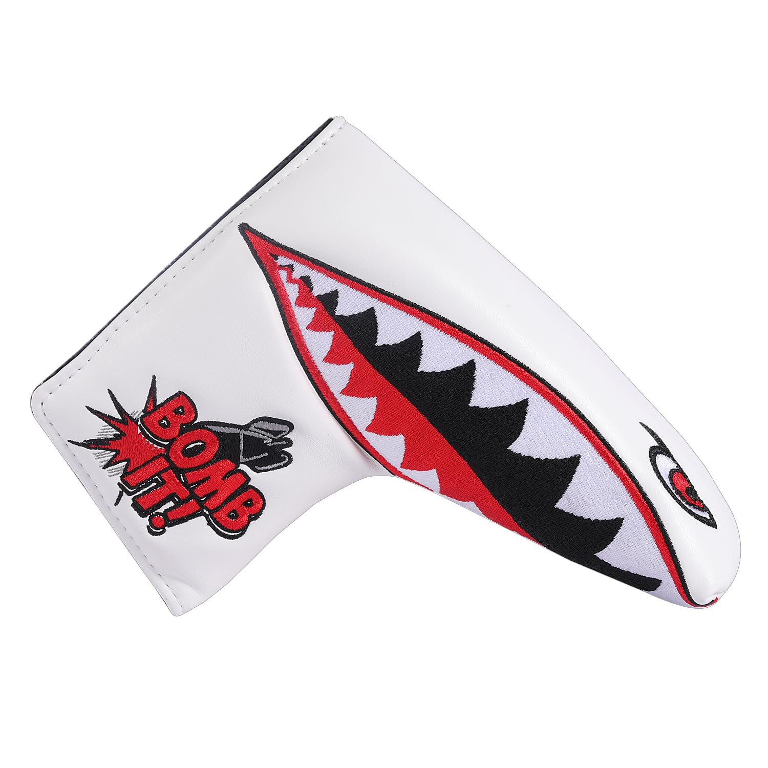 SHABIER New War Shark Flying Tiger Warshark Golf Putter Headcover Golf Blade Putter Cover (White Blade Cover)