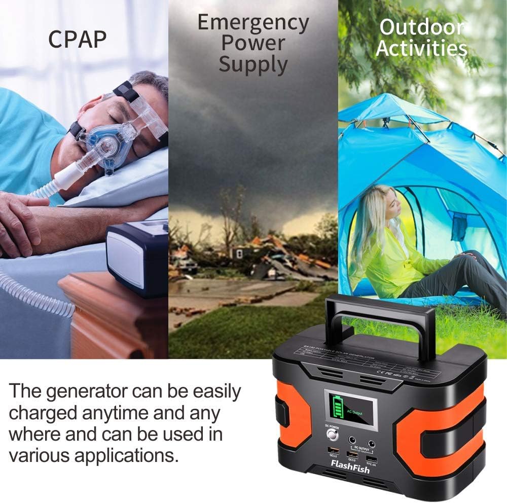 200W Peak Power Station, Flashfish CPAP Battery 166Wh 45000mAh Backup Power Pack 110V 150W Lithium Battery Pack Camping Solar Generator For CPAP Camping Home Emergency Power Supply: Home Improvement