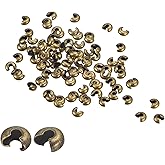 uxcell 600Pcs Crimp Beads Covers, 4mm Crimp Bead Knot Covers Round Open Beads End Tips for Jewelry Making DIY, Bronze