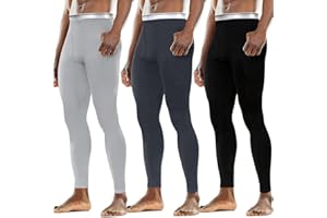Cutecrop 3 Pack Men's Thermal Underwear Pants Fleece Lined Thermal Leggings for Men Base Layer Bottoms
