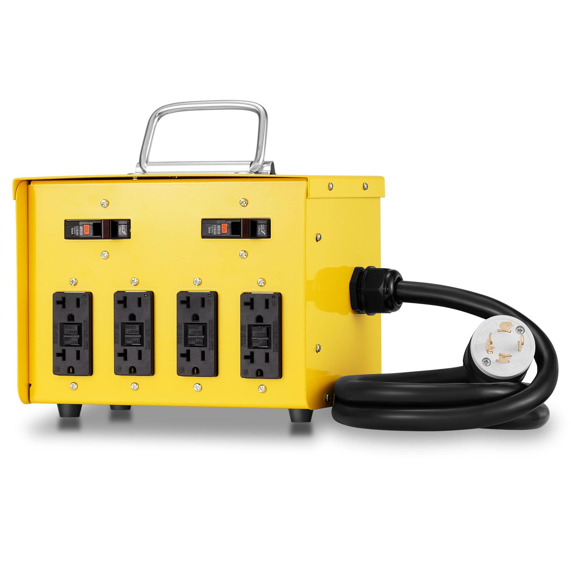 Photo 1 of YARWELL 30A 125/250V Twist-Lock Temporary Power Distribution Box, 8 x 20A GFCI Outlets, OSHA/NEC Compliant, ETL Listed, Durable 1.5M 10/4 Stow Cable